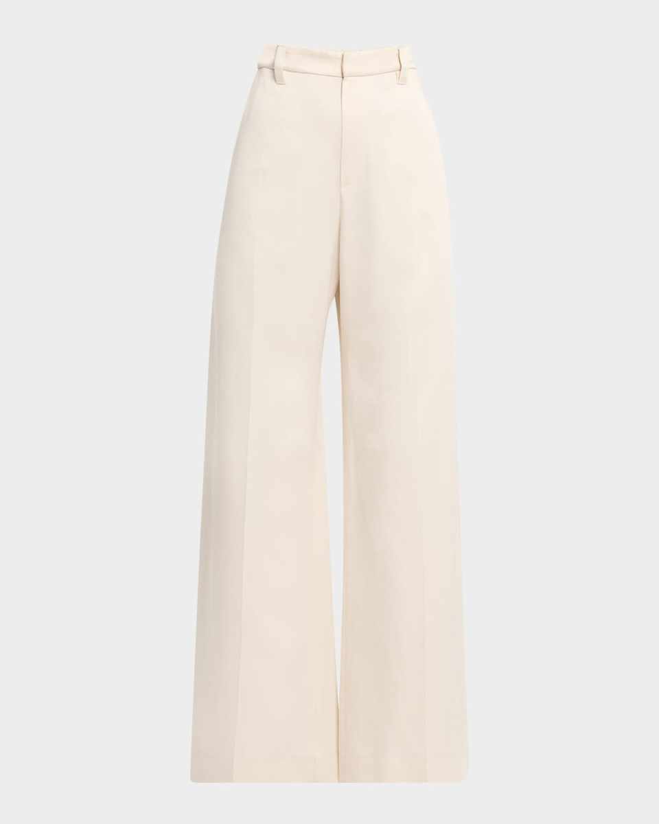 Satin Cady Wide-Leg Pants